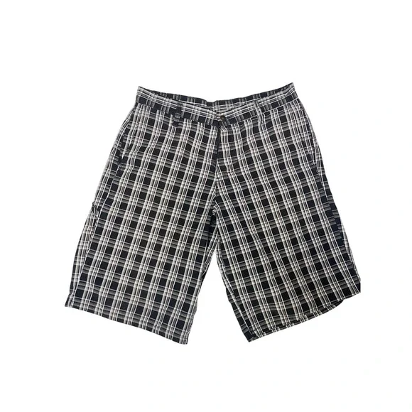 Genuine Dickies Mens Black White Plaid Cargo Shorts Utility Skater Y2K - Picture 1 of 7